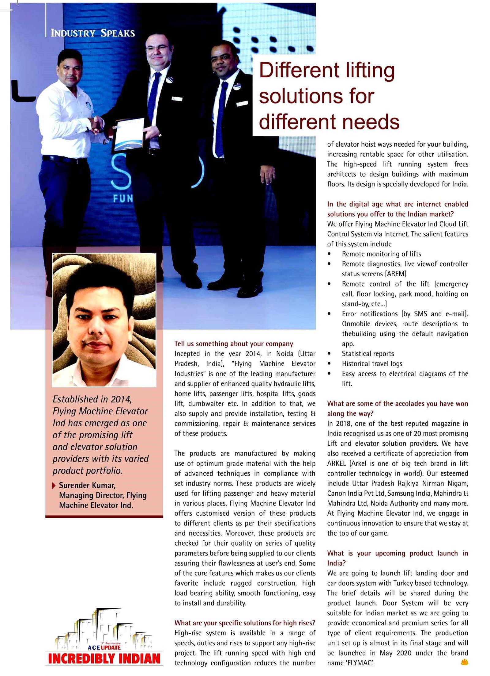 Flying Machine Elevator Industry in Media